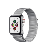 Apple Watch Series 5 40mm GPS + Cellular Edelstahlgehäuse silber mit Milanaise Armband silber