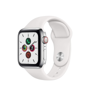 Apple Watch Series 5 40mm GPS + Cellular Edelstahlgehäuse silber mit Sportarmband weiß