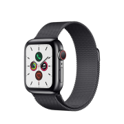 Apple Watch Series 5 44mm GPS + Cellular Edelstahlgehäuse spaceschwarz mit Milanaise Armband spaceschwarz