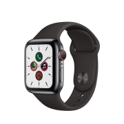 Apple Watch Series 5 44mm GPS + Cellular Edelstahlgehäuse spaceschwarz mit Sportarmband schwarz