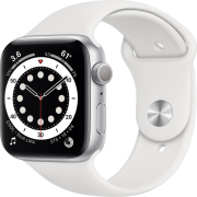 Apple Watch Series 6 44mm GPS Aluminiumgehäuse silber mit Sportarmband weiß