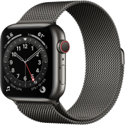 Apple Watch Series 6 44mm GPS + Cellular Edelstahlgehäuse graphit mit Milanaisearmband graphit