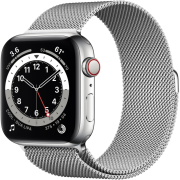 Apple Watch Series 6 44mm GPS + Cellular Edelstahlgehäuse silber mit Milanaisearmband silber