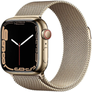 Apple Watch Series 7 41mm GPS + Cellular Edelstahlgehäuse gold mit Milanaise Armband gold