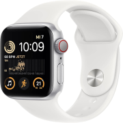 Apple Watch SE (2022) 40mm GPS + Cellular Aluminiumgehäuse silber mit Sportarmband weiß