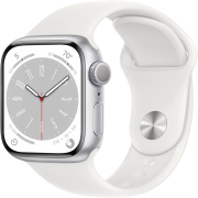 Apple Watch Series 8 41mm GPS Aluminiumgehäuse silber mit Sportarmband weiß