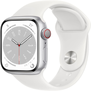Apple Watch Series 8 45mm GPS + Cellular Aluminiumgehäuse silber mit Sportarmband weiß