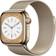 Apple Watch Series 8 45mm GPS + Cellular Edelstahlgehäuse gold mit Milanaise Armband gold