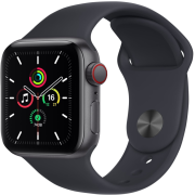 Apple Watch SE 40mm GPS + Cellular Aluminiumgehäuse spacegrau mit Sportarmband mitternacht