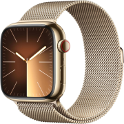 Apple Watch Series 9 45mm GPS + Cellular Edelstahlgehäuse gold mit Milanaise Armband gold