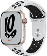 Apple Watch Series 7 Nike 45mm GPS + Cellular Aluminiumgehäuse polarstern mit Nike Sportarmband pure platinum/schwarz