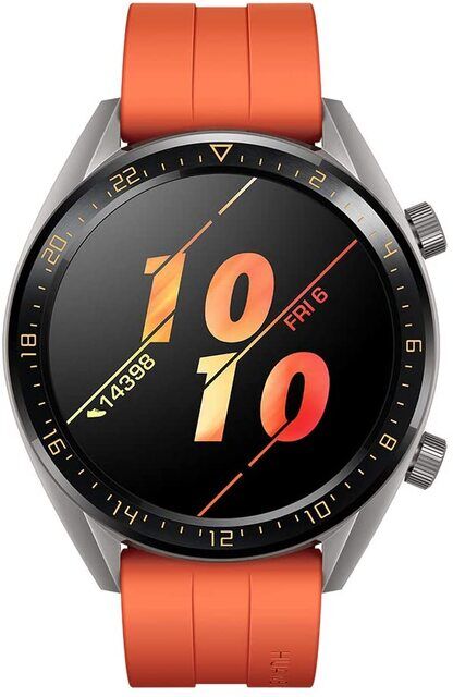Huawei Watch GT Active 46mm Bluetooth Silikonarmband orange Edelstahlgehäuse grau