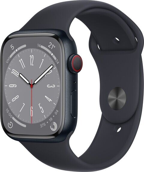 Apple Watch Series 8 45mm Cellular Sportarmband mitternacht Aluminiumgehäuse mitternacht 