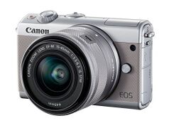 Canon EOS M100 Systemkamera 24.2 MP Kit mit EF-M 15-45 mm f/3.5-6.3 IS STM Objektiv grau