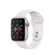 Apple Watch Series 5 44mm GPS Aluminiumgehäuse silber mit Sportarmband weiß