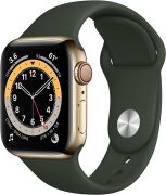 Apple Watch Series 6 40mm GPS + Cellular Edelstahlgehäuse gold mit Sportarmband zyperngrün