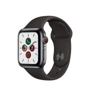 Apple Watch Series 5 40mm GPS + Cellular Edelstahlgehäuse spaceschwarz mit Sportarmband schwarz