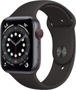 Apple Watch Series 6 44mm GPS + Cellular Aluminiumgehäuse spacegrau mit Sportarmband schwarz