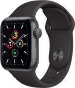 Apple Watch SE 44mm GPS Aluminiumgehäuse spacegrau mit Sportarmband schwarz