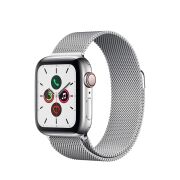 Apple Watch Series 5 44mm GPS + Cellular Edelstahlgehäuse silber mit Milanaise Armband silber