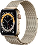 Apple Watch Series 6 44mm GPS + Cellular Edelstahlgehäuse gold mit Milanaisearmband gold