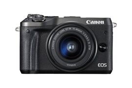 Canon EOS M6 Systemkamera (24,2 MP, 7,62cm (3 Zoll) APS-CCMOS-Sensor, DIGIC 7 Bildprozessor, Full-HD, Kit inkl. EF-M 15-45mm 1:3,5-6, 3 is STM Objektiv) schwarz