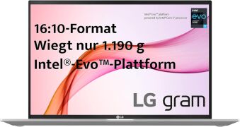 LG gram (2021) 16 Zoll i7-1165G7 16GB RAM 512GB SSD Iris Xe Win10H silber