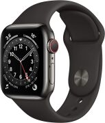 Apple Watch Series 6 40mm GPS + Cellular Edelstahlgehäuse graphit mit Sportarmband schwarz