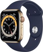 Apple Watch Series 6 44mm GPS + Cellular Edelstahlgehäuse gold mit Sportarmband dunkelmarine