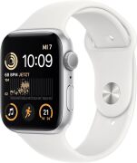 Apple Watch SE (2022) 40mm GPS Aluminiumgehäuse silber mit Sportarmband weiß