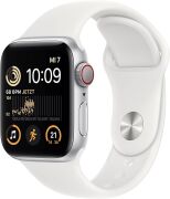 Apple Watch SE (2022) 40mm GPS + Cellular Aluminiumgehäuse silber mit Sportarmband weiß