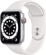 Apple Watch Series 6 44mm GPS + Cellular Aluminiumgehäuse silber mit Sportarmband weiß